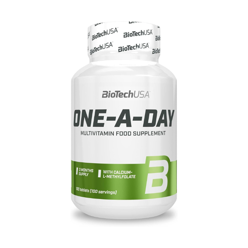 BioTechUSA One-A-Day Multivitamin | 12 Vitamines | 10 Minéraux | Santé énergétique, immunitaire et osseuse, 100 comprimés